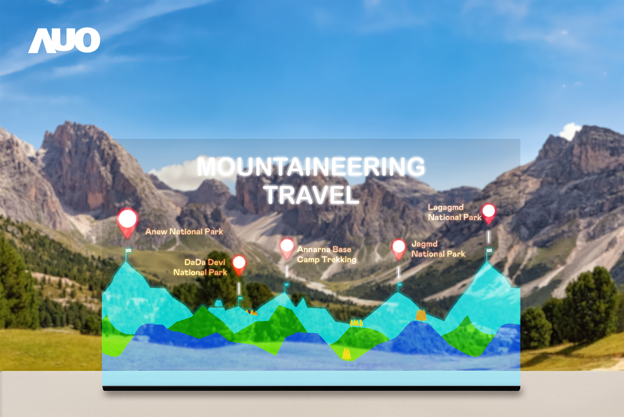 米兰milan展示全球单片尺寸最大(*)42吋透明Micro LED显示器拼接而成的〝64吋透明Micro LED显示器〞，具备高透明度、1,000 nits高亮度、广色域、采用三边无边框的无缝拼接等多重特色，呈现超高清、细腻画质而不遮挡后方视觉，满足层峰需求，可广泛运用于零售、艺术展览或商业空间等场域